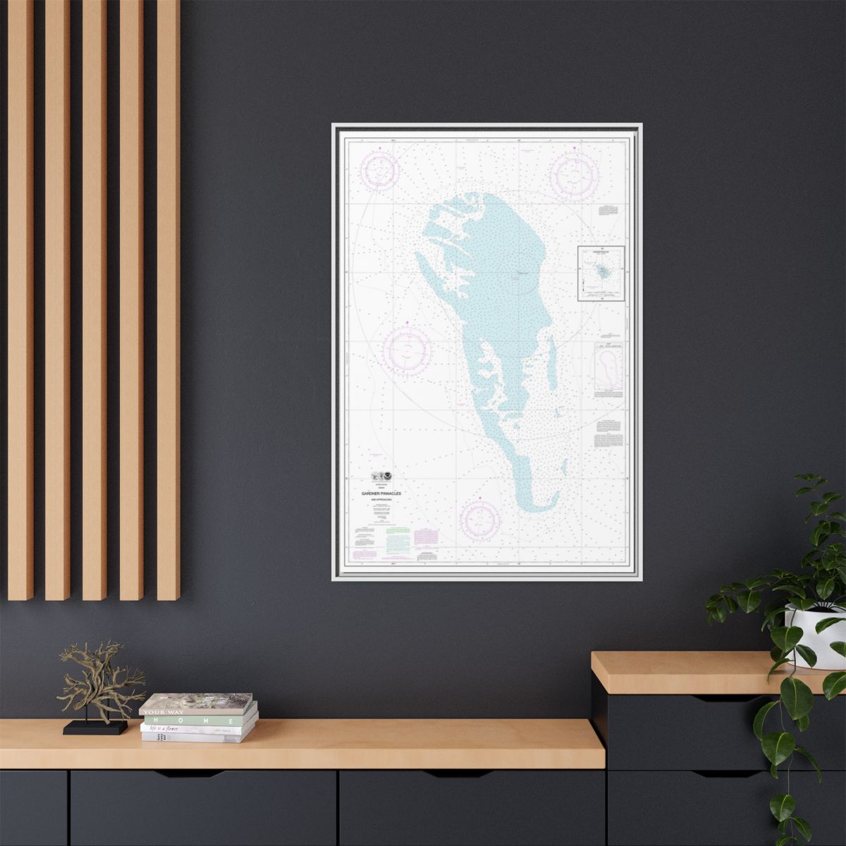 Chart 19421 Gardner Pinnacles and approaches;Gardner Pinnacles - NOAA Nautical Chart Floating Frame Canvas | 20" x 30" | 24" x 36" | 32" x 48" - White context-2