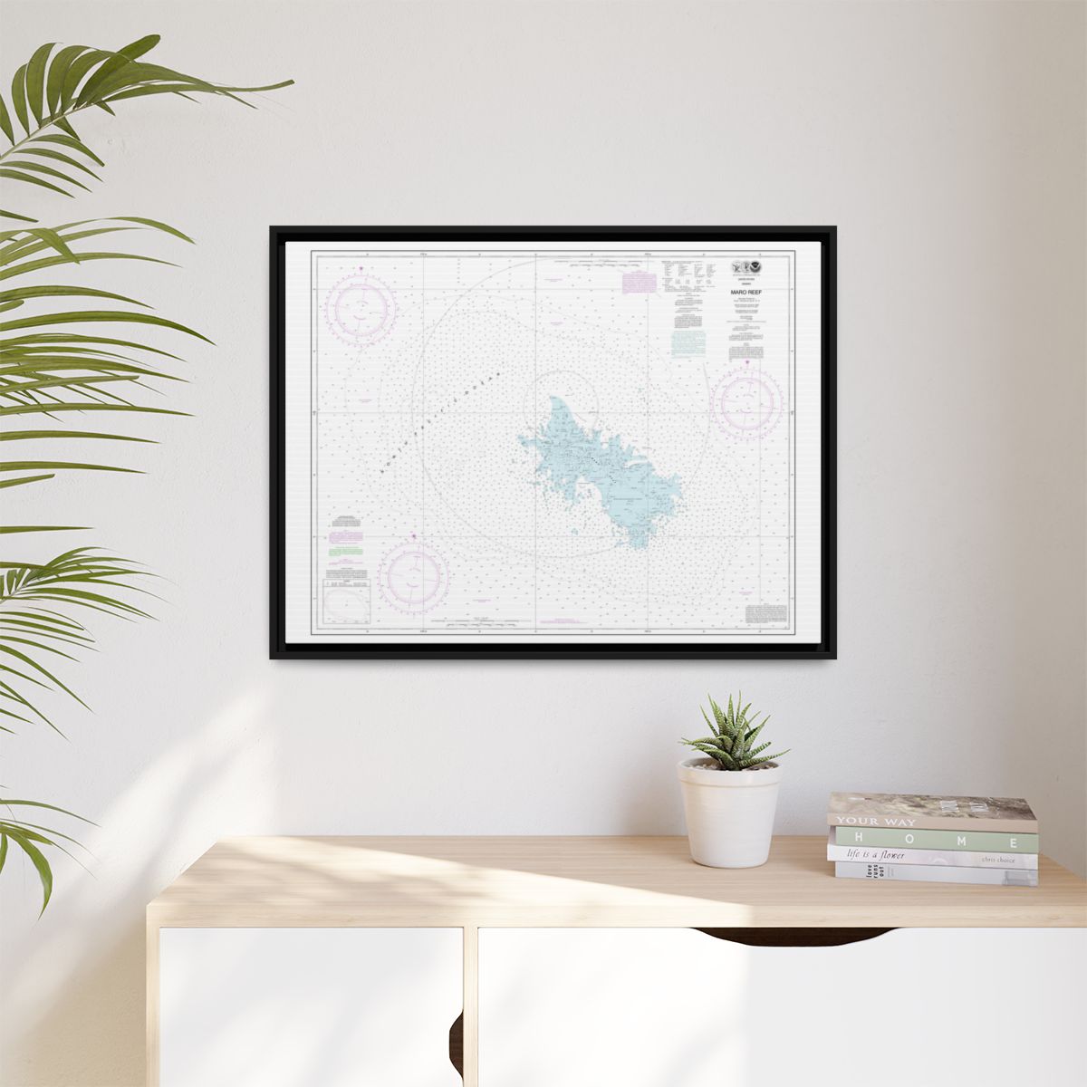 Chart 19441 Maro Reef - NOAA Nautical Chart Floating Frame Canvas | 32" x 24" | 40" x 30" - Black context-1
