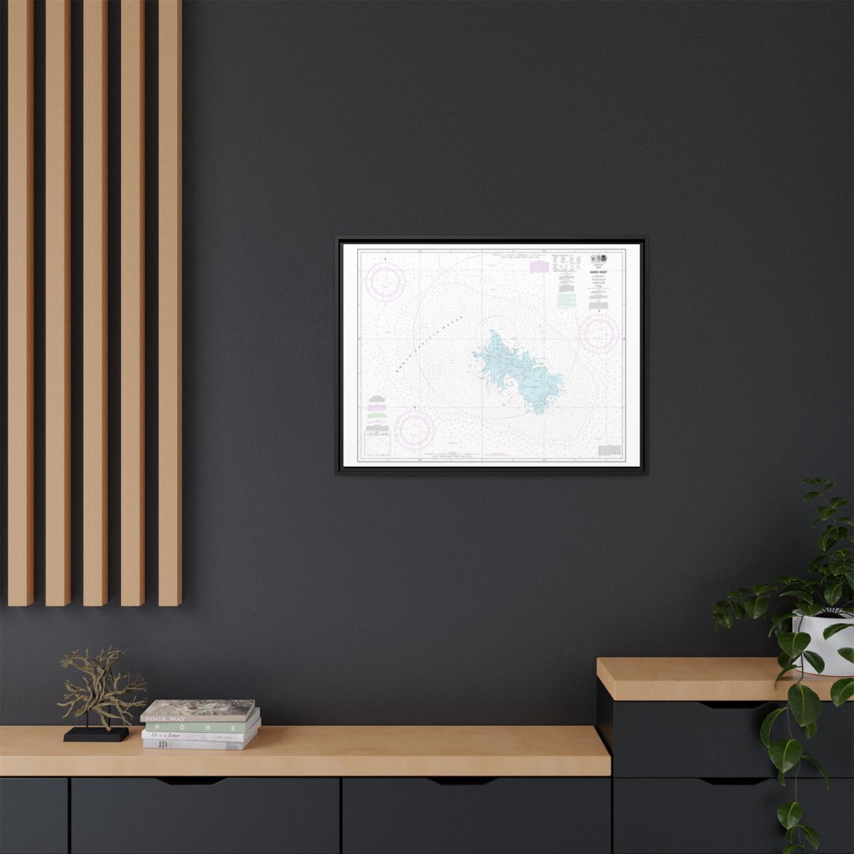 Chart 19441 Maro Reef - NOAA Nautical Chart Floating Frame Canvas | 32" x 24" | 40" x 30" - Black context-2
