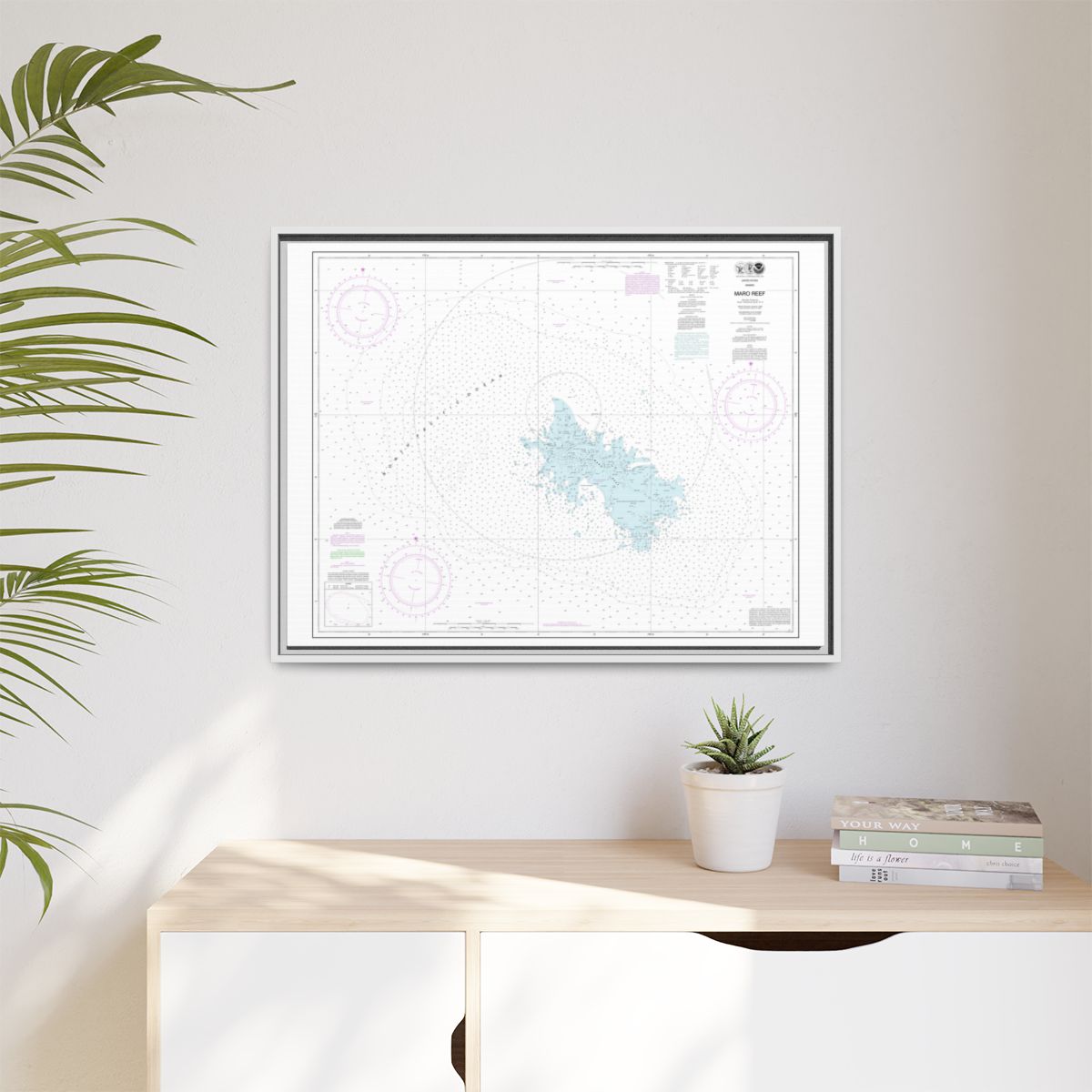 Chart 19441 Maro Reef - NOAA Nautical Chart Floating Frame Canvas | 32" x 24" | 40" x 30" - White context-1