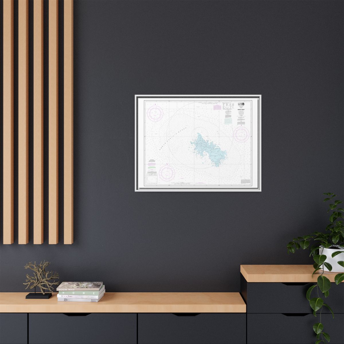 Chart 19441 Maro Reef - NOAA Nautical Chart Floating Frame Canvas | 32" x 24" | 40" x 30" - White context-2