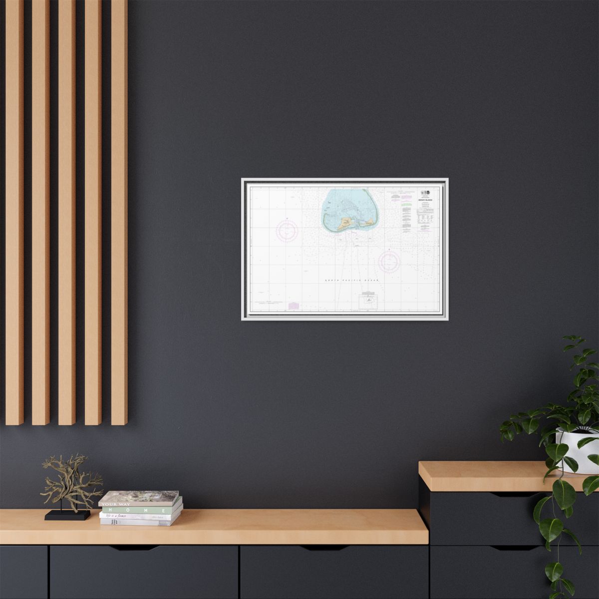Chart 19481 Hawaiian Islands Midway Islands - NOAA Nautical Chart Floating Frame Canvas | 30" x 20" | 36" x 24" | 48" x 32" - White context-2