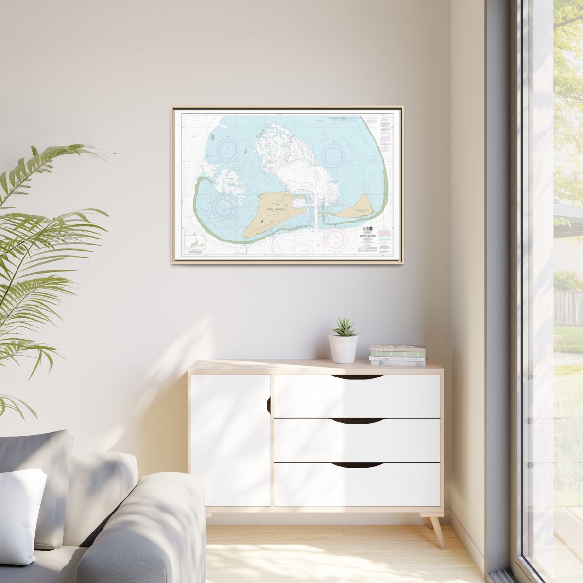 Chart 19482 Hawaiian Islands Midway Islands - NOAA Nautical Chart Floating Frame Canvas | 30" x 20" | 36" x 24" | 48" x 32" - Natural context-1