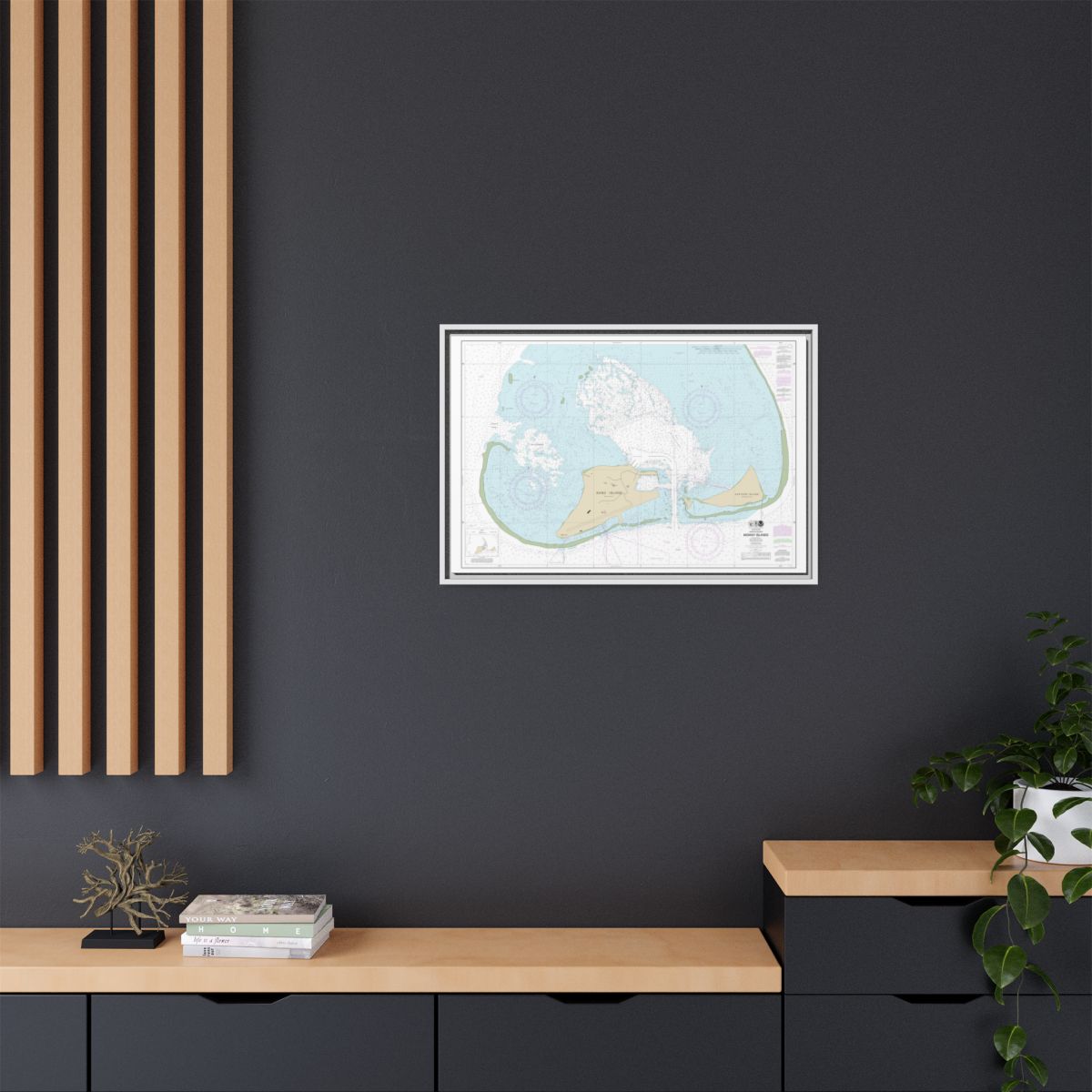 Chart 19482 Hawaiian Islands Midway Islands - NOAA Nautical Chart Floating Frame Canvas | 30" x 20" | 36" x 24" | 48" x 32" - White context-2