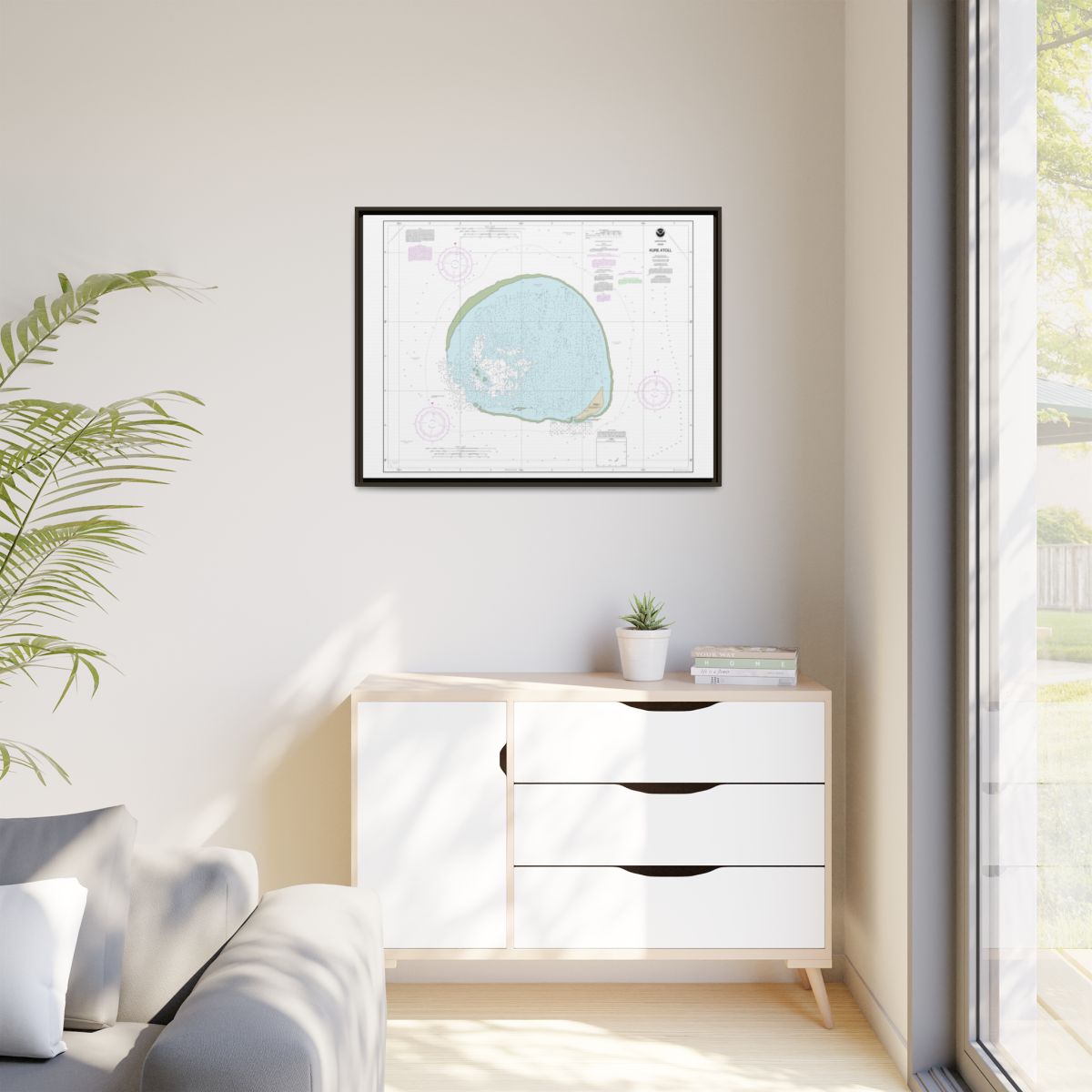 Chart 19483 Hawaii Kure Atoll - NOAA Nautical Chart Floating Frame Canvas | 32" x 24" | 40" x 30" - Espresso context-1