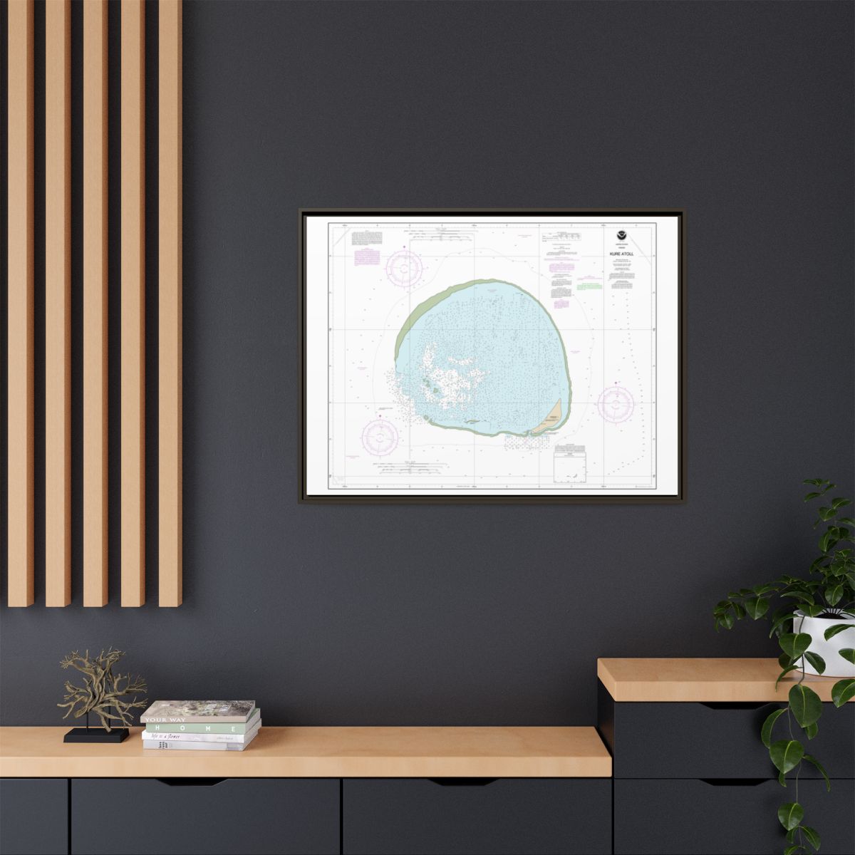 Chart 19483 Hawaii Kure Atoll - NOAA Nautical Chart Floating Frame Canvas | 32" x 24" | 40" x 30" - Espresso context-2
