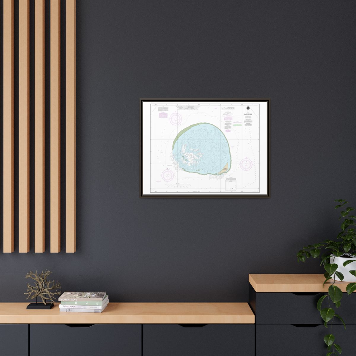 Chart 19483 Hawaii Kure Atoll - NOAA Nautical Chart Floating Frame Canvas | 32" x 24" | 40" x 30" - Espresso context-2