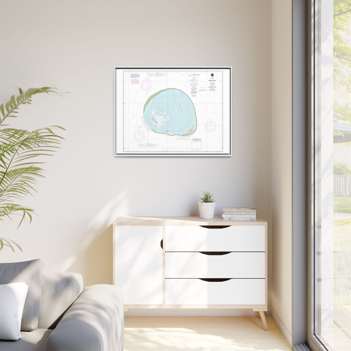 Chart 19483 Hawaii Kure Atoll - NOAA Nautical Chart Floating Frame Canvas | 32" x 24" | 40" x 30" - White context-1