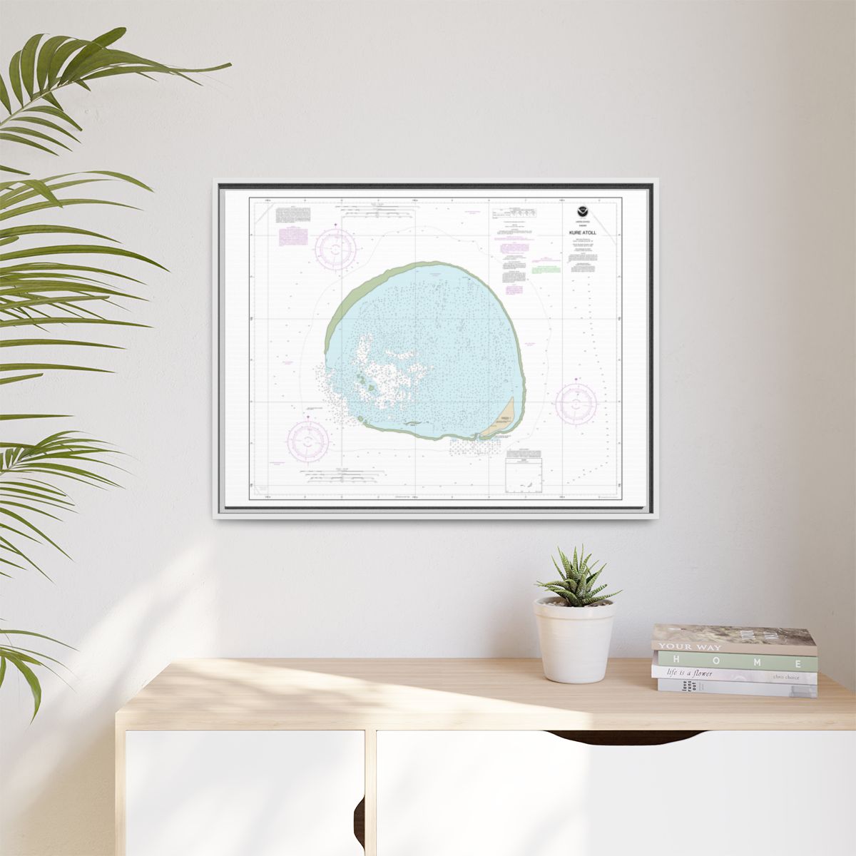 Chart 19483 Hawaii Kure Atoll - NOAA Nautical Chart Floating Frame Canvas | 32" x 24" | 40" x 30" - White context-1