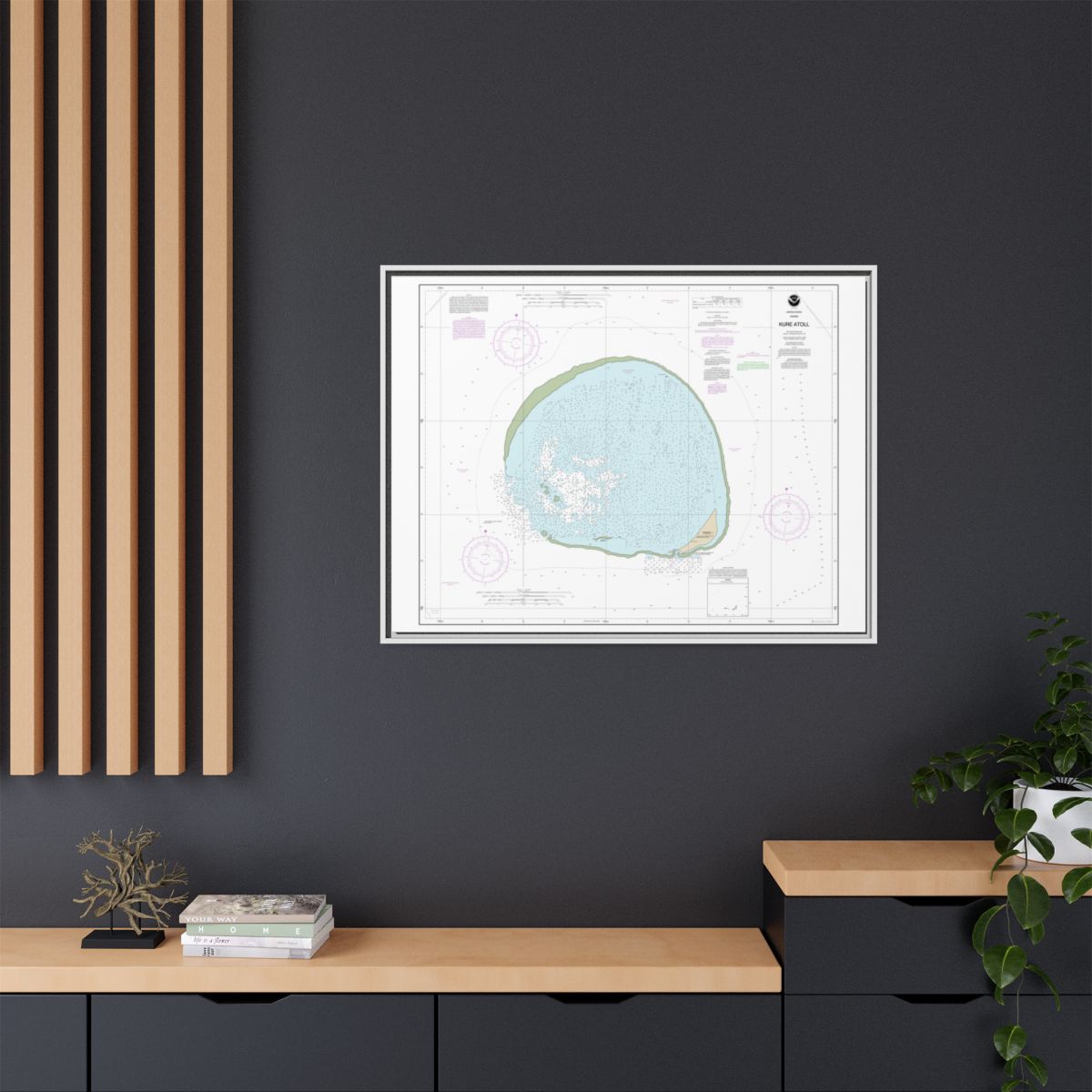 Chart 19483 Hawaii Kure Atoll - NOAA Nautical Chart Floating Frame Canvas | 32" x 24" | 40" x 30" - White context-2