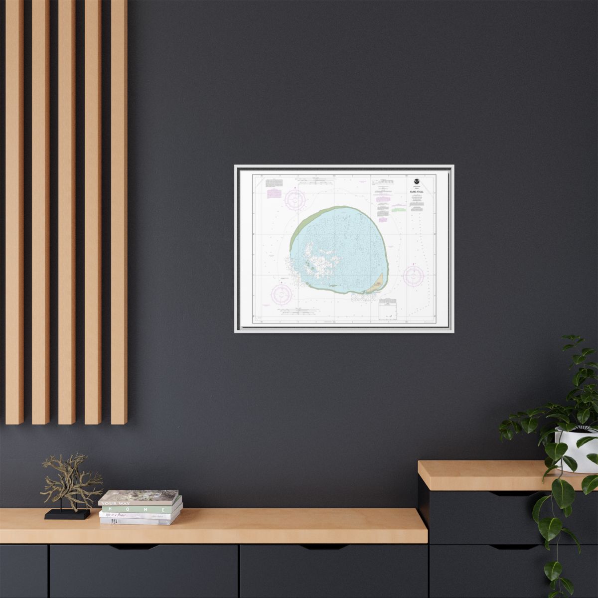Chart 19483 Hawaii Kure Atoll - NOAA Nautical Chart Floating Frame Canvas | 32" x 24" | 40" x 30" - White context-2