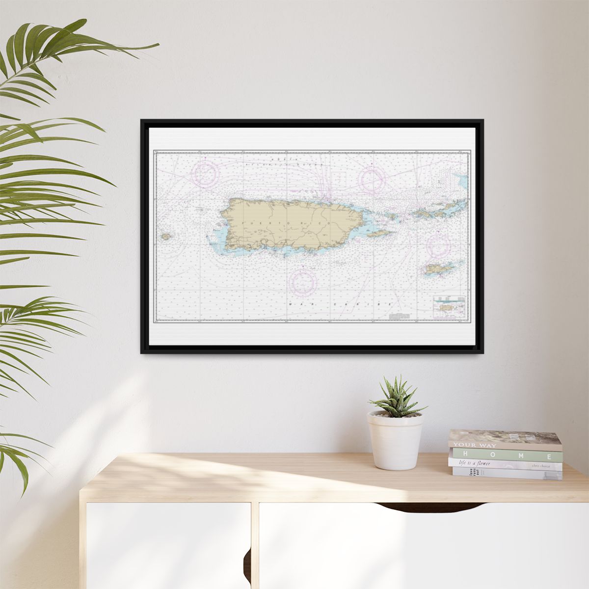 Chart 25640 Puerto Rico and Virgin Islands - NOAA Nautical Chart Floating Frame Canvas | 30" x 20" | 36" x 24" | 48" x 32" - Black context-1