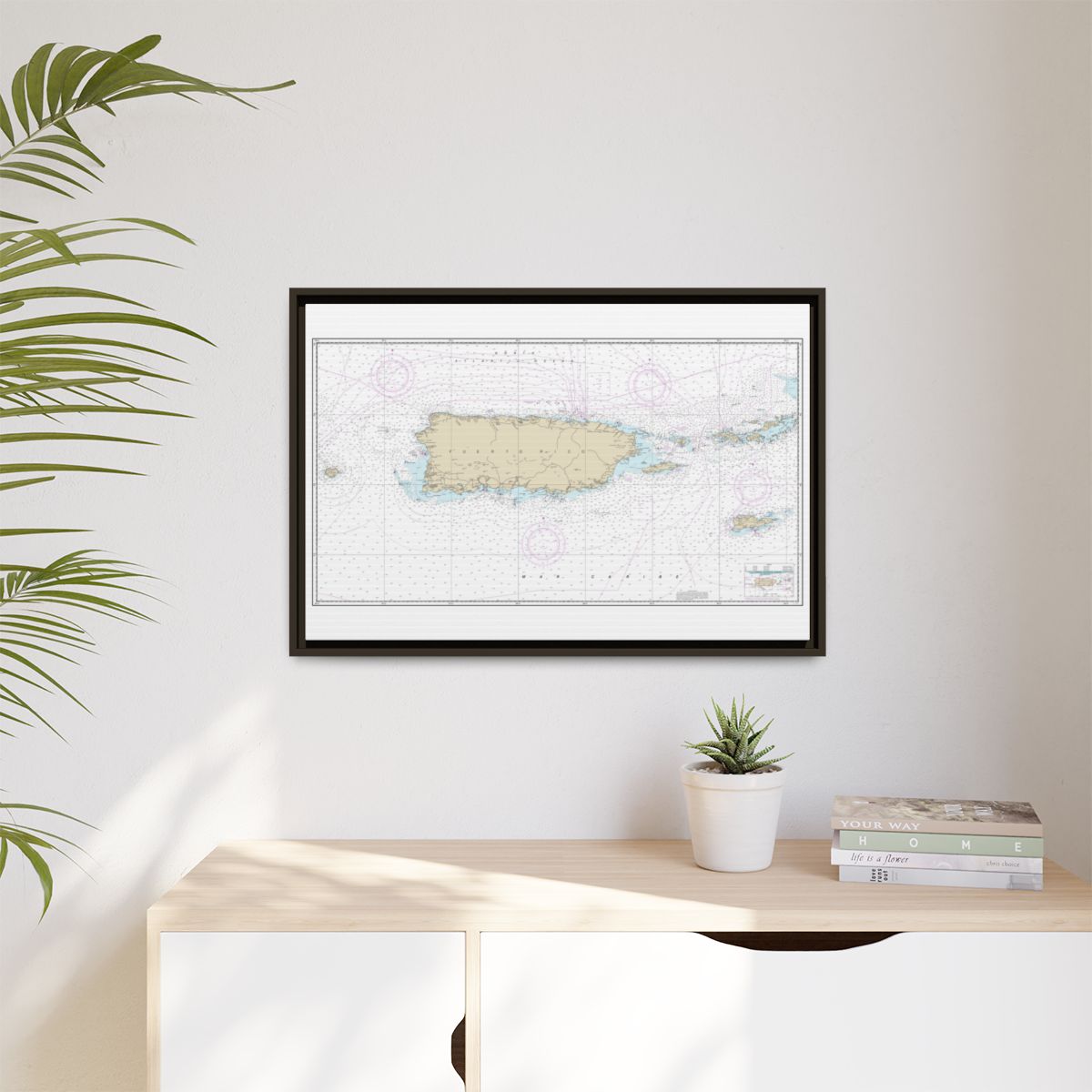 Chart 25640 Puerto Rico and Virgin Islands - NOAA Nautical Chart Floating Frame Canvas | 30" x 20" | 36" x 24" | 48" x 32" - Espresso context-1