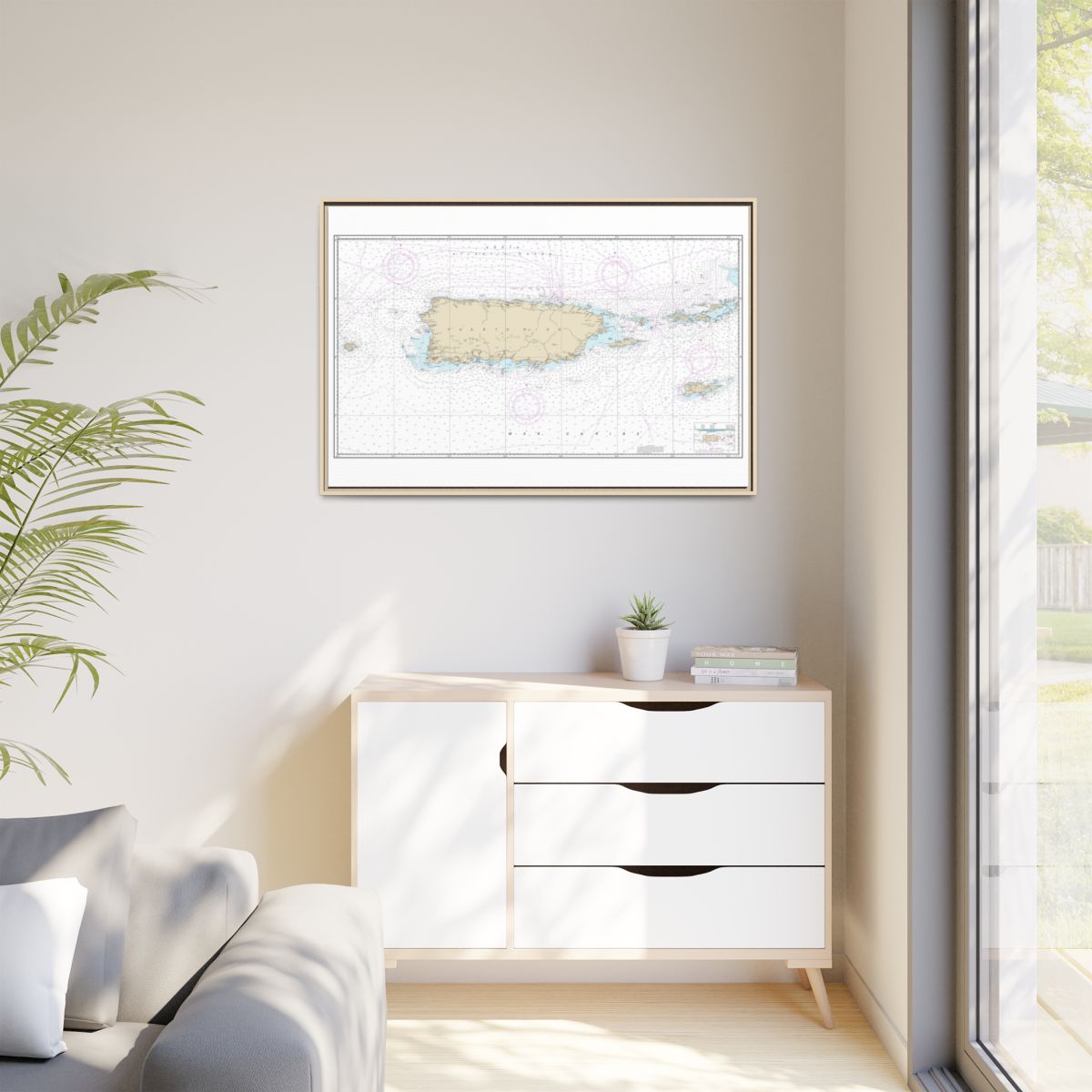 Chart 25640 Puerto Rico and Virgin Islands - NOAA Nautical Chart Floating Frame Canvas | 30" x 20" | 36" x 24" | 48" x 32" - Natural context-1