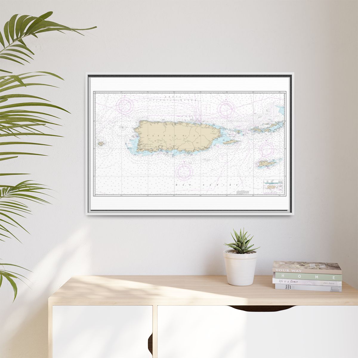 Chart 25640 Puerto Rico and Virgin Islands - NOAA Nautical Chart Floating Frame Canvas | 30" x 20" | 36" x 24" | 48" x 32" - White context-1