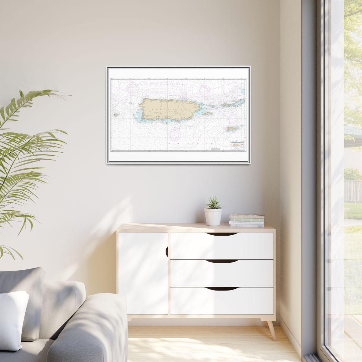 Chart 25640 Puerto Rico and Virgin Islands - NOAA Nautical Chart Floating Frame Canvas | 30" x 20" | 36" x 24" | 48" x 32" - White context-1