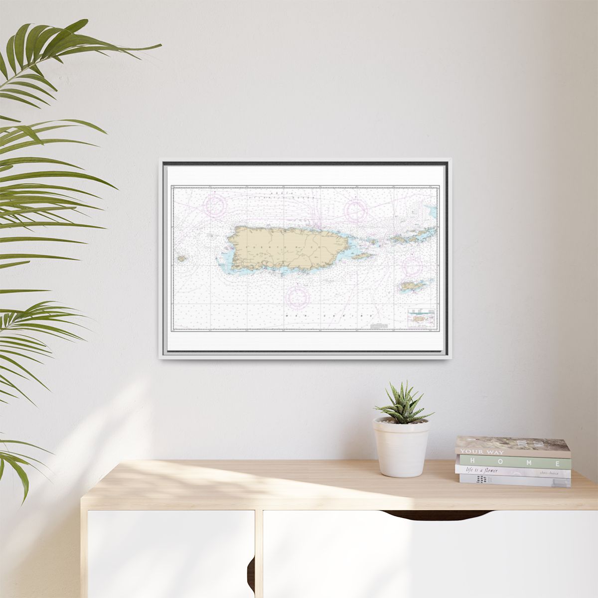 Chart 25640 Puerto Rico and Virgin Islands - NOAA Nautical Chart Floating Frame Canvas | 30" x 20" | 36" x 24" | 48" x 32" - White context-1