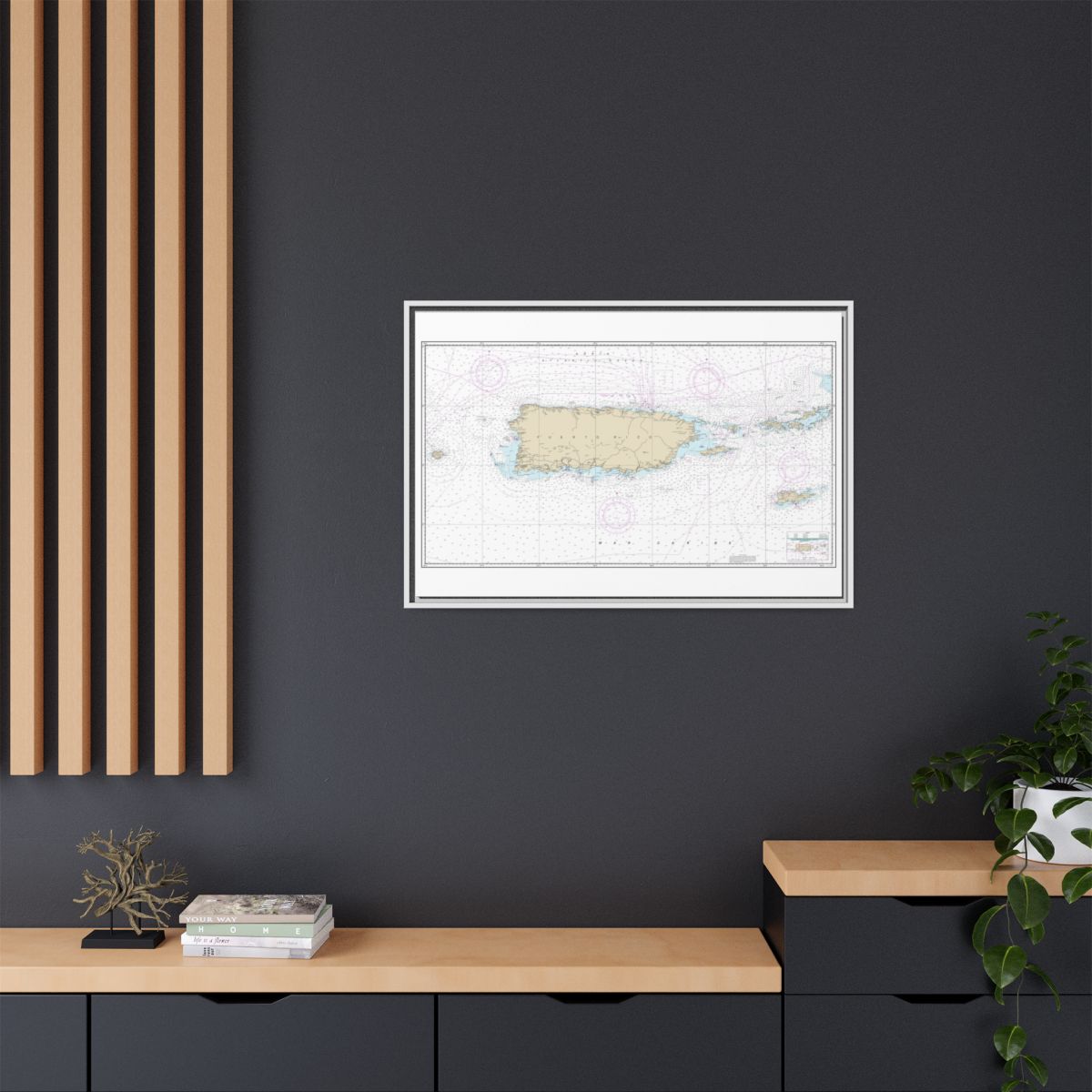 Chart 25640 Puerto Rico and Virgin Islands - NOAA Nautical Chart Floating Frame Canvas | 30" x 20" | 36" x 24" | 48" x 32" - White context-2