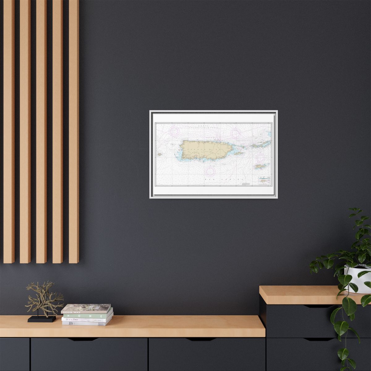Chart 25640 Puerto Rico and Virgin Islands - NOAA Nautical Chart Floating Frame Canvas | 30" x 20" | 36" x 24" | 48" x 32" - White context-2