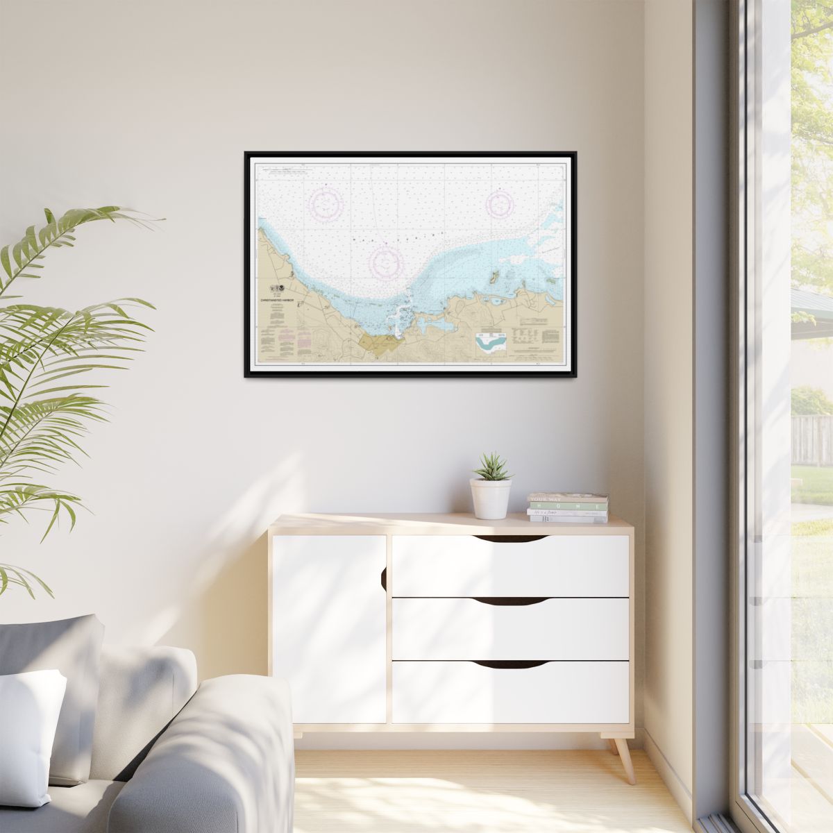 Chart 25645 Christiansted Harbor - NOAA Nautical Chart Floating Frame Canvas | 30" x 20" | 36" x 24" | 48" x 32" - Black context-1