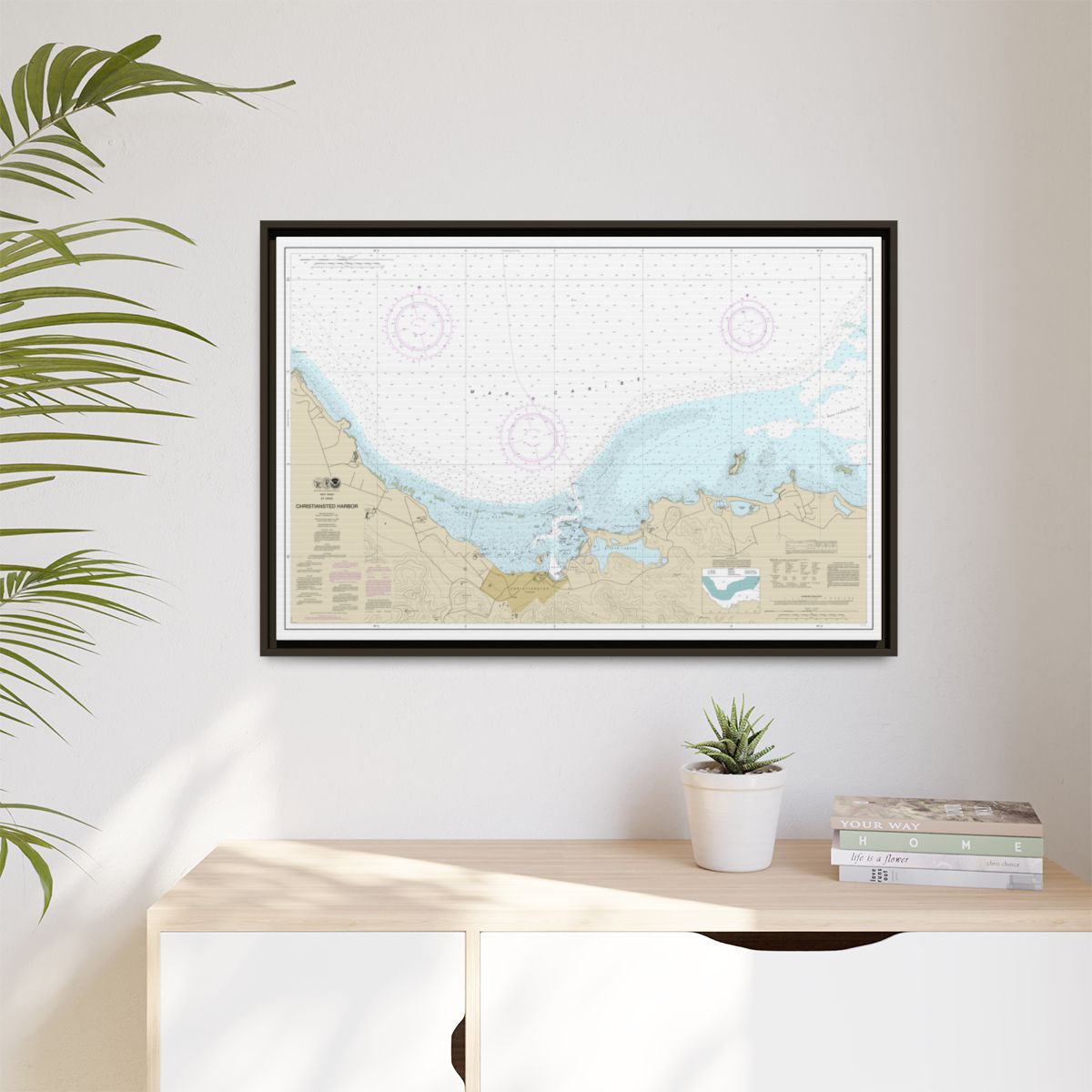 Chart 25645 Christiansted Harbor - NOAA Nautical Chart Floating Frame Canvas | 30" x 20" | 36" x 24" | 48" x 32" - Espresso context-1