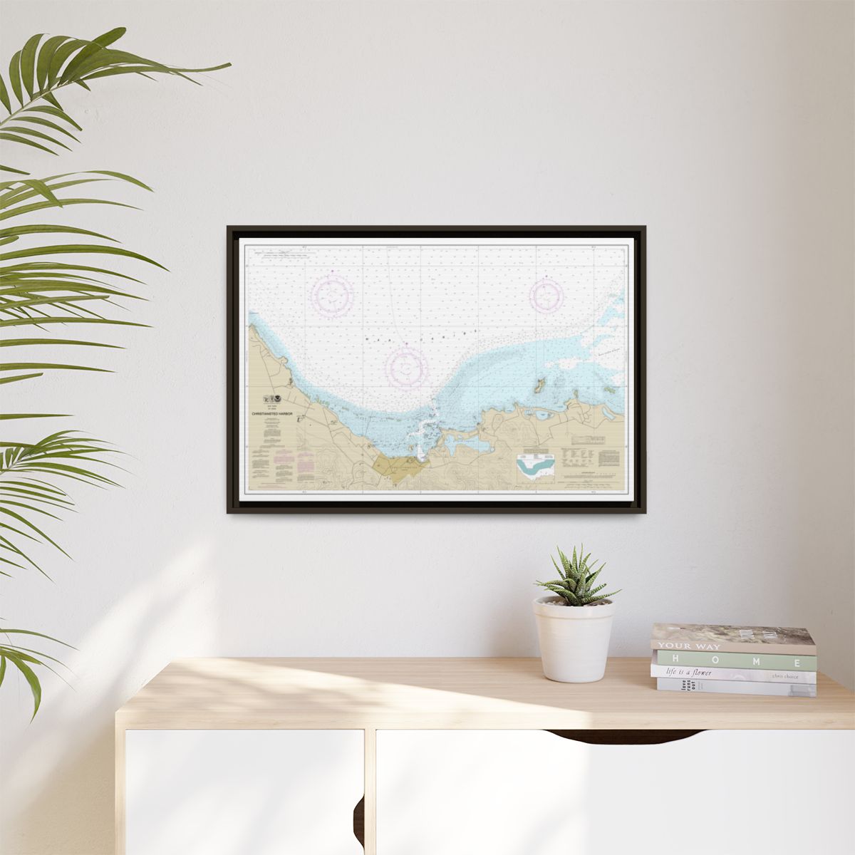 Chart 25645 Christiansted Harbor - NOAA Nautical Chart Floating Frame Canvas | 30" x 20" | 36" x 24" | 48" x 32" - Espresso context-1