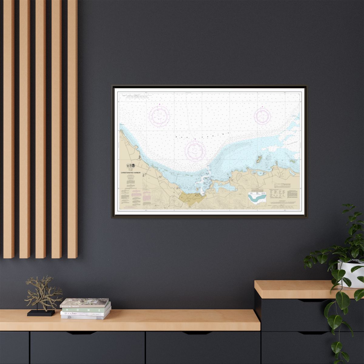 Chart 25645 Christiansted Harbor - NOAA Nautical Chart Floating Frame Canvas | 30" x 20" | 36" x 24" | 48" x 32" - Espresso context-2