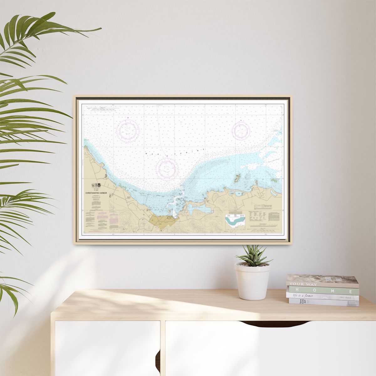 Chart 25645 Christiansted Harbor - NOAA Nautical Chart Floating Frame Canvas | 30" x 20" | 36" x 24" | 48" x 32" - Natural context-1
