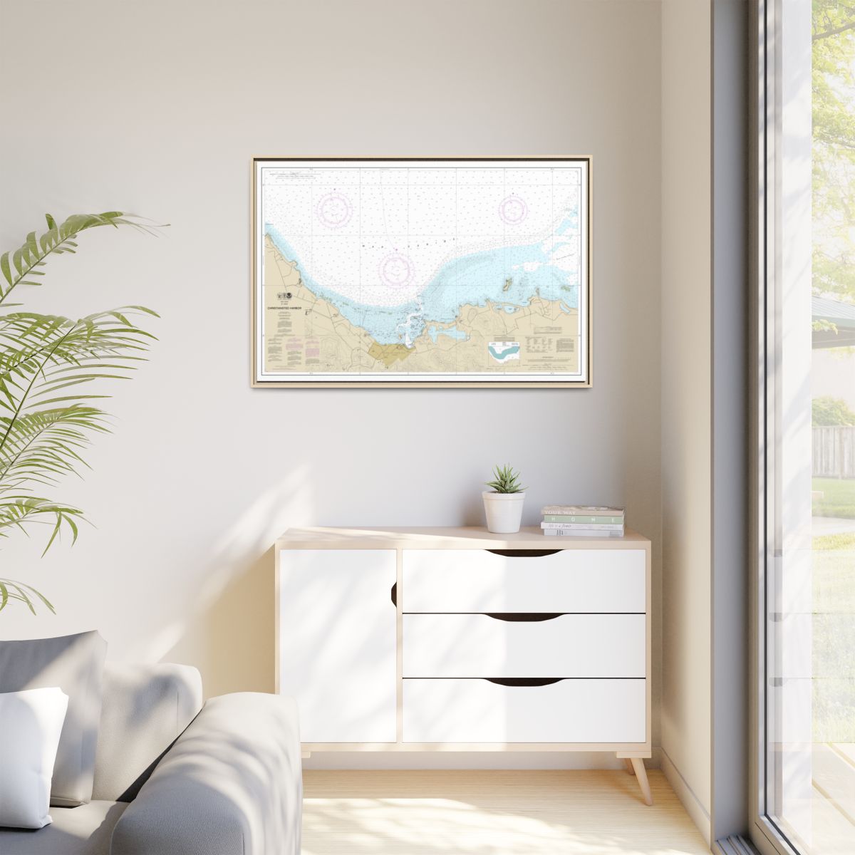 Chart 25645 Christiansted Harbor - NOAA Nautical Chart Floating Frame Canvas | 30" x 20" | 36" x 24" | 48" x 32" - Natural context-1