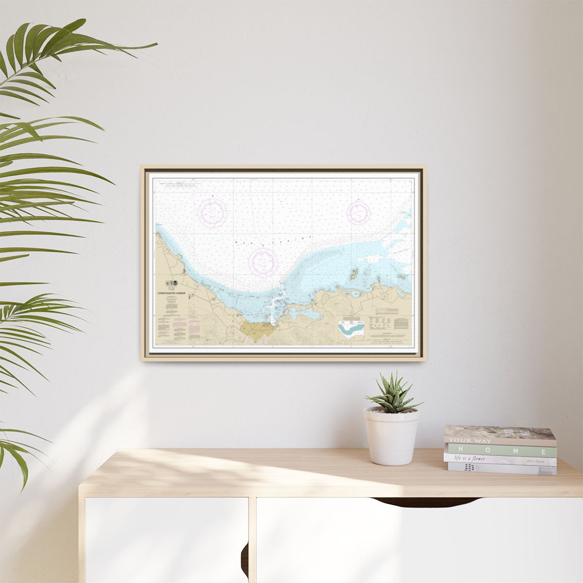 Chart 25645 Christiansted Harbor - NOAA Nautical Chart Floating Frame Canvas | 30" x 20" | 36" x 24" | 48" x 32" - Natural context-1