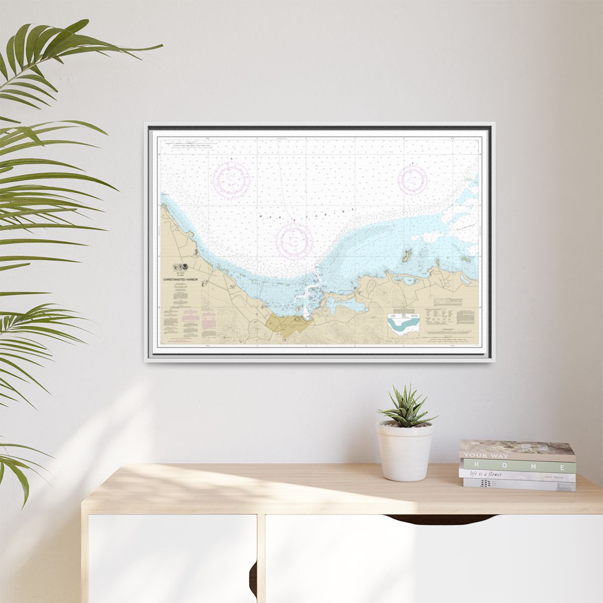 Chart 25645 Christiansted Harbor - NOAA Nautical Chart Floating Frame Canvas | 30" x 20" | 36" x 24" | 48" x 32" - White context-1