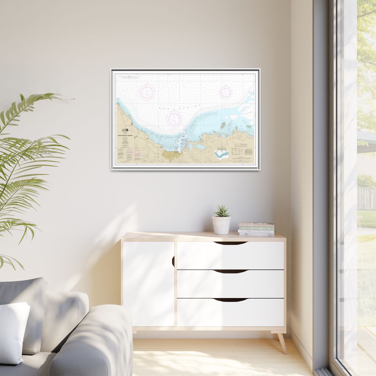 Chart 25645 Christiansted Harbor - NOAA Nautical Chart Floating Frame Canvas | 30" x 20" | 36" x 24" | 48" x 32" - White context-1