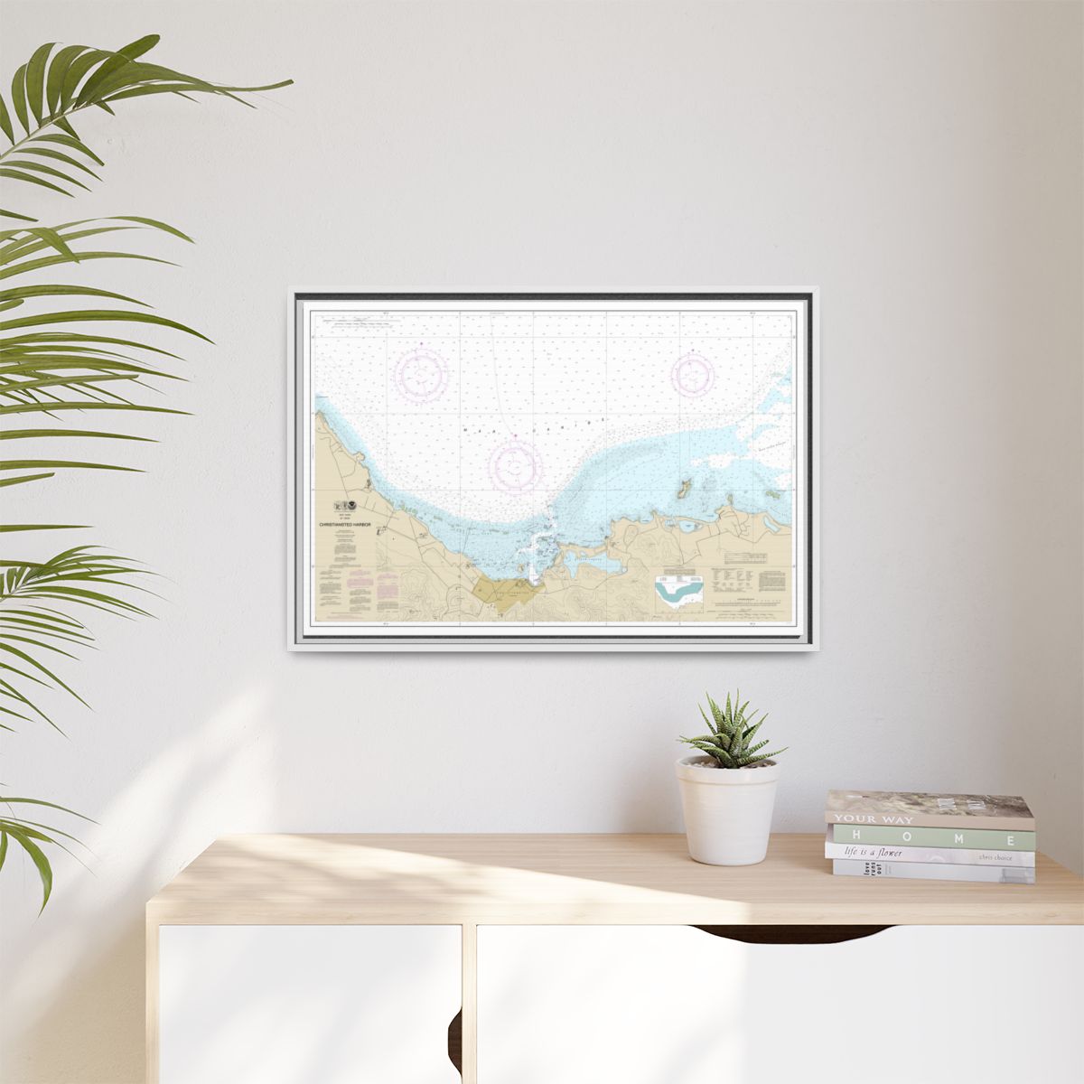 Chart 25645 Christiansted Harbor - NOAA Nautical Chart Floating Frame Canvas | 30" x 20" | 36" x 24" | 48" x 32" - White context-1