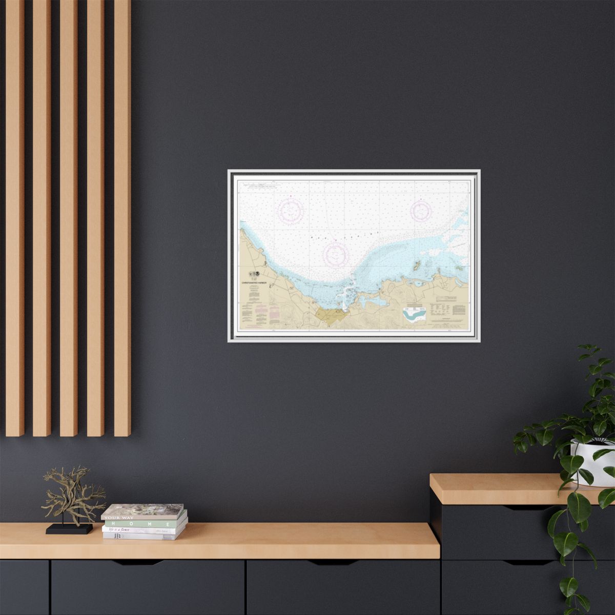Chart 25645 Christiansted Harbor - NOAA Nautical Chart Floating Frame Canvas | 30" x 20" | 36" x 24" | 48" x 32" - White context-2