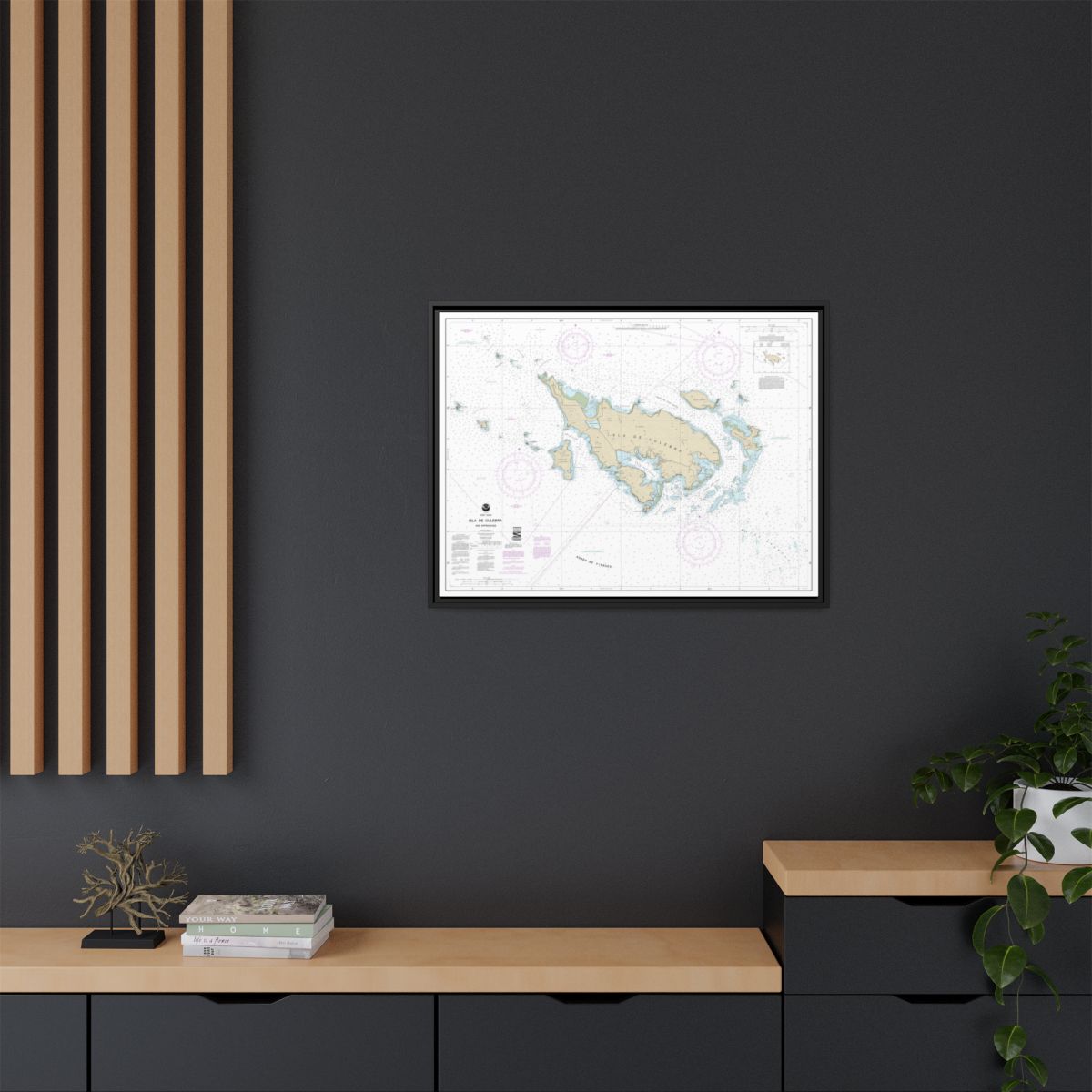 Chart 25653 Isla de Culebra and Approaches - NOAA Nautical Chart Floating Frame Canvas | 32" x 24" | 40" x 30" - Black context-2