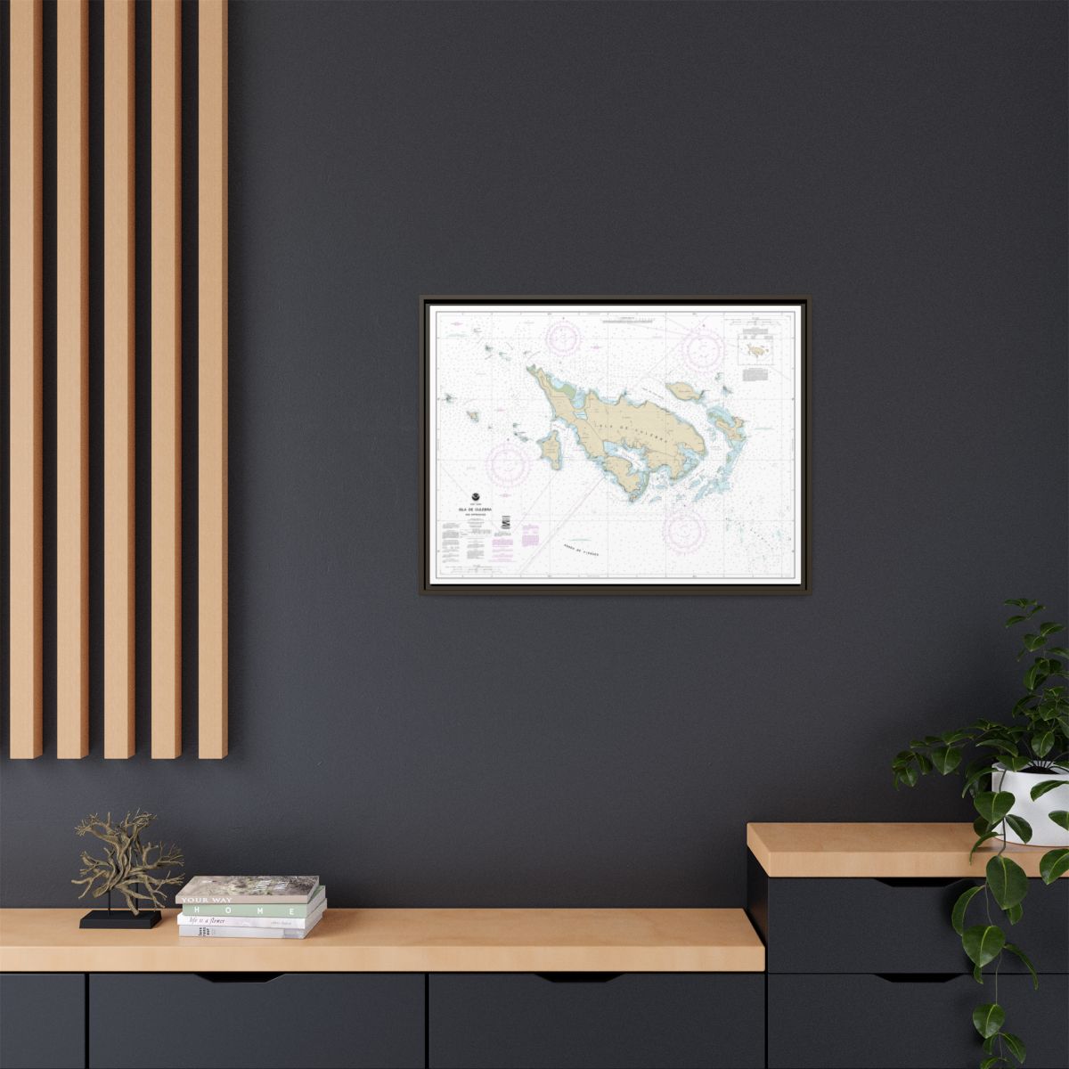 Chart 25653 Isla de Culebra and Approaches - NOAA Nautical Chart Floating Frame Canvas | 32" x 24" | 40" x 30" - Espresso context-2