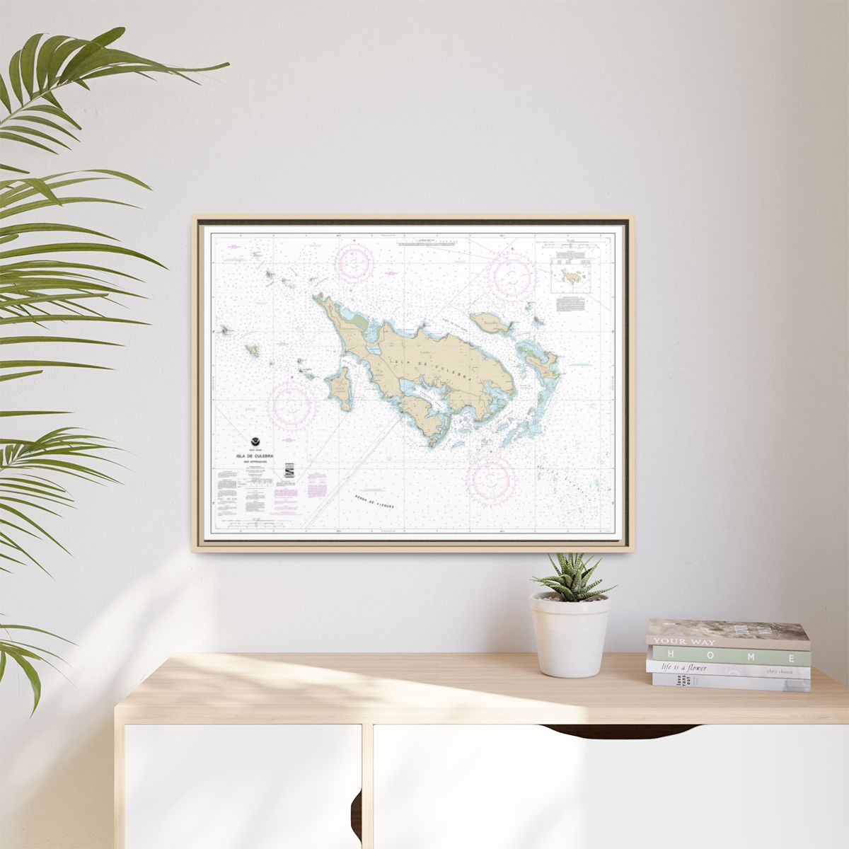 Chart 25653 Isla de Culebra and Approaches - NOAA Nautical Chart Floating Frame Canvas | 32" x 24" | 40" x 30" - Natural context-1