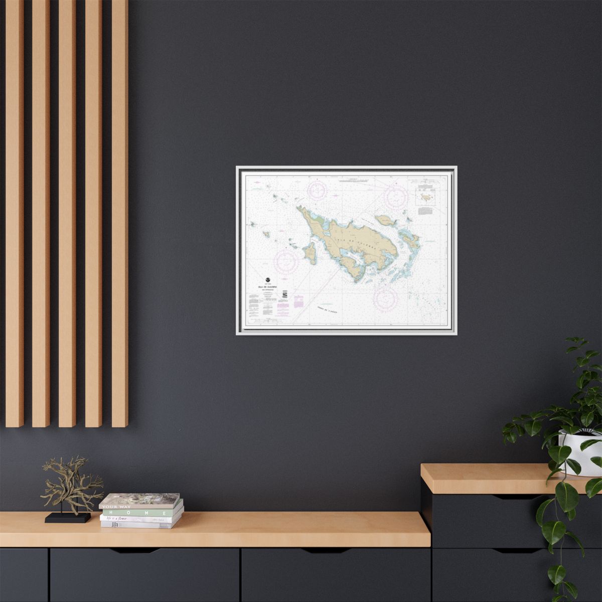 Chart 25653 Isla de Culebra and Approaches - NOAA Nautical Chart Floating Frame Canvas | 32" x 24" | 40" x 30" - White context-2