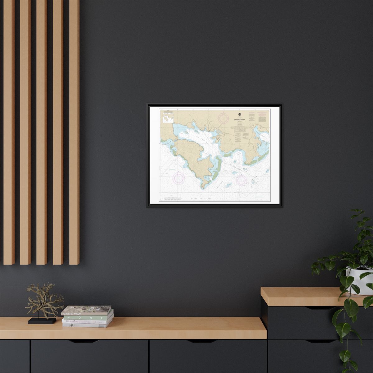 Chart 25654 Ensenada Honda - NOAA Nautical Chart Floating Frame Canvas | 32" x 24" | 40" x 30" - Black context-2