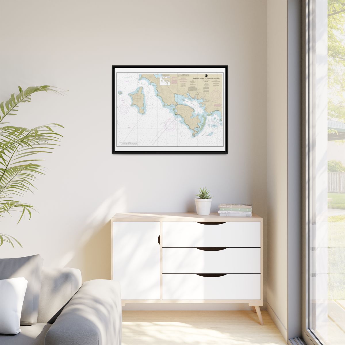 Chart 25655 Ensenada Honda to Canal de Luis Pena - NOAA Nautical Chart Floating Frame Canvas | 32" x 24" | 40" x 30" - Black context-1