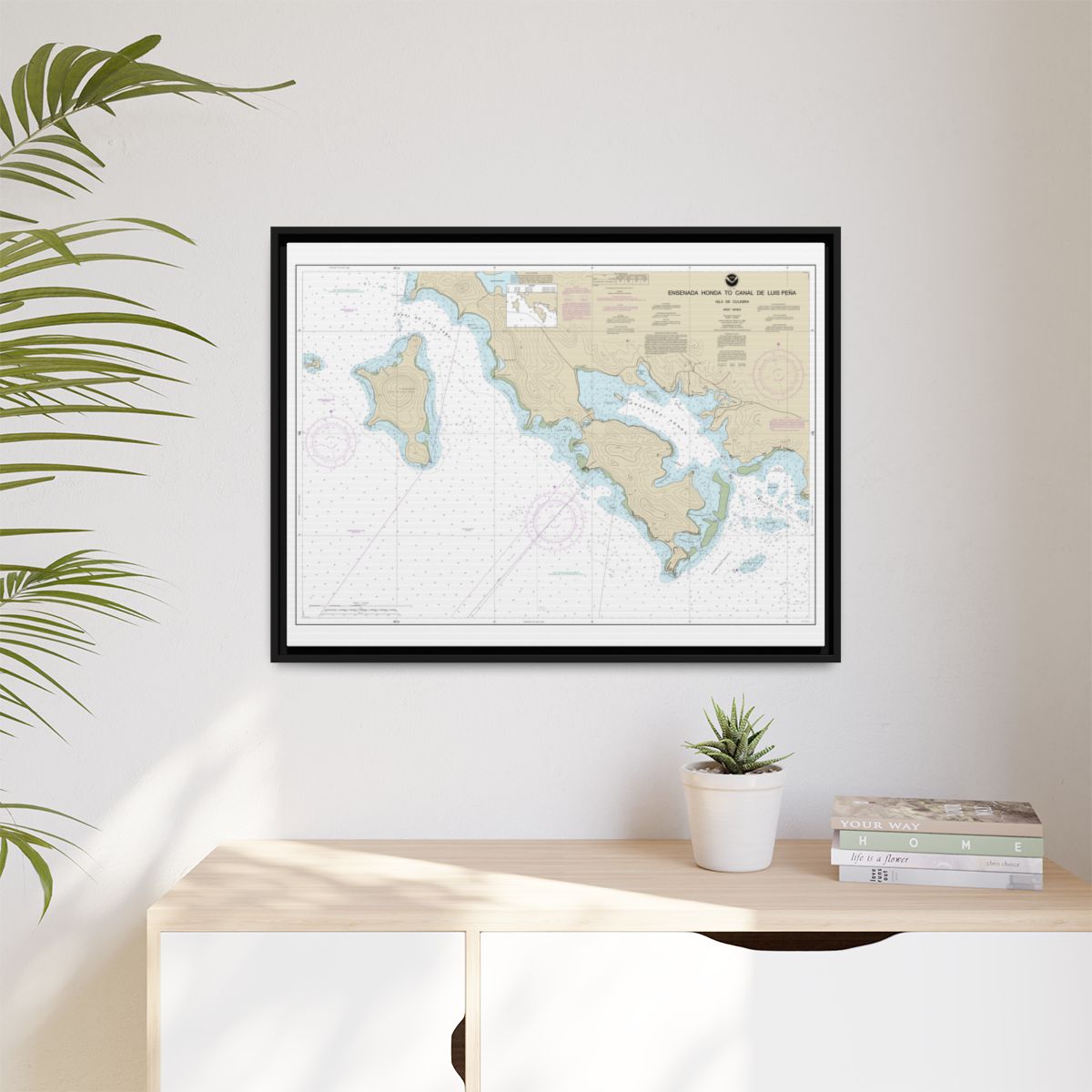 Chart 25655 Ensenada Honda to Canal de Luis Pena - NOAA Nautical Chart Floating Frame Canvas | 32" x 24" | 40" x 30" - Black context-1
