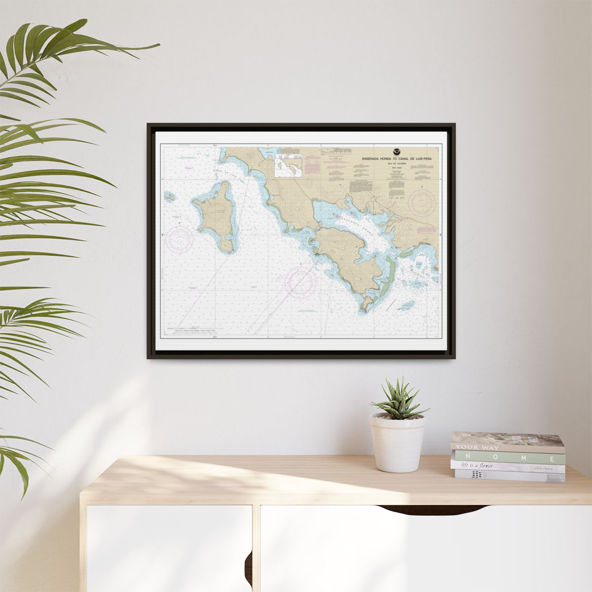 Chart 25655 Ensenada Honda to Canal de Luis Pena - NOAA Nautical Chart Floating Frame Canvas | 32" x 24" | 40" x 30" - Espresso context-1