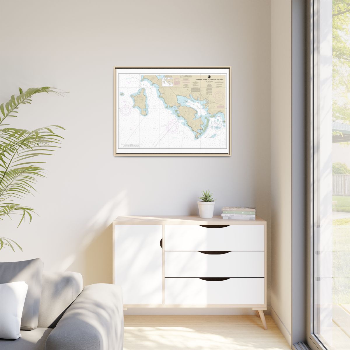 Chart 25655 Ensenada Honda to Canal de Luis Pena - NOAA Nautical Chart Floating Frame Canvas | 32" x 24" | 40" x 30" - Natural context-1
