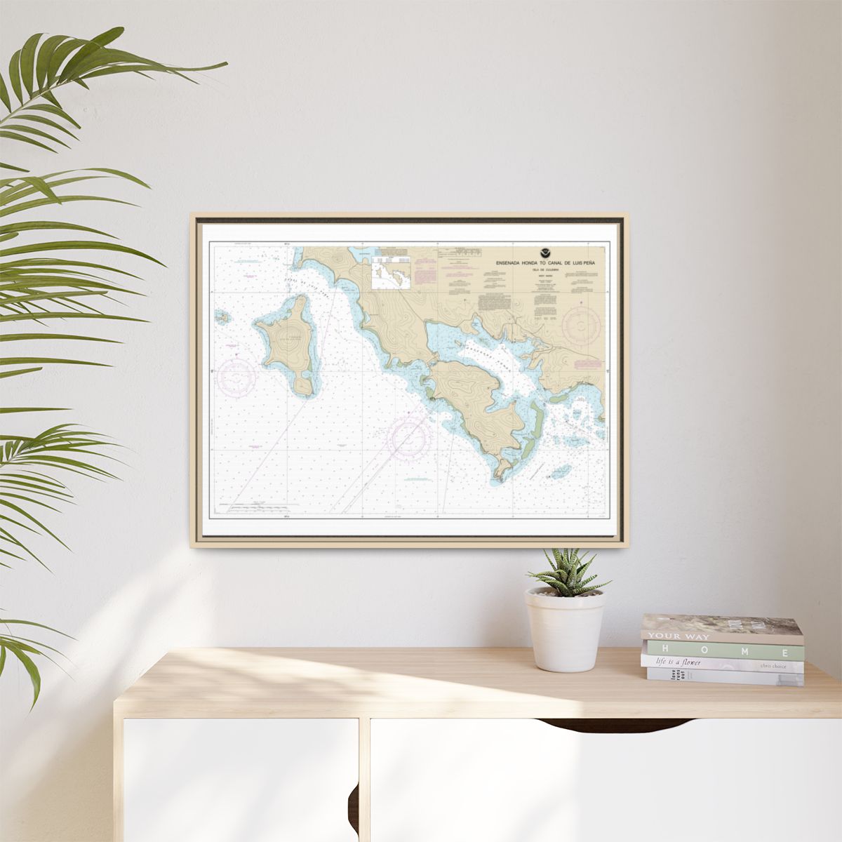 Chart 25655 Ensenada Honda to Canal de Luis Pena - NOAA Nautical Chart Floating Frame Canvas | 32" x 24" | 40" x 30" - Natural context-1