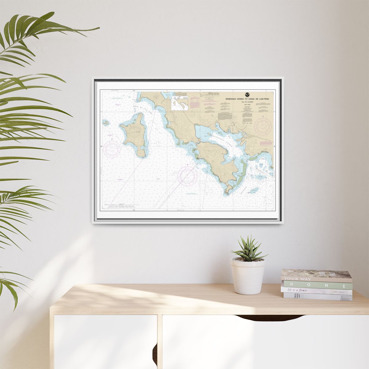 Chart 25655 Ensenada Honda to Canal de Luis Pena - NOAA Nautical Chart Floating Frame Canvas | 32" x 24" | 40" x 30" - White context-1