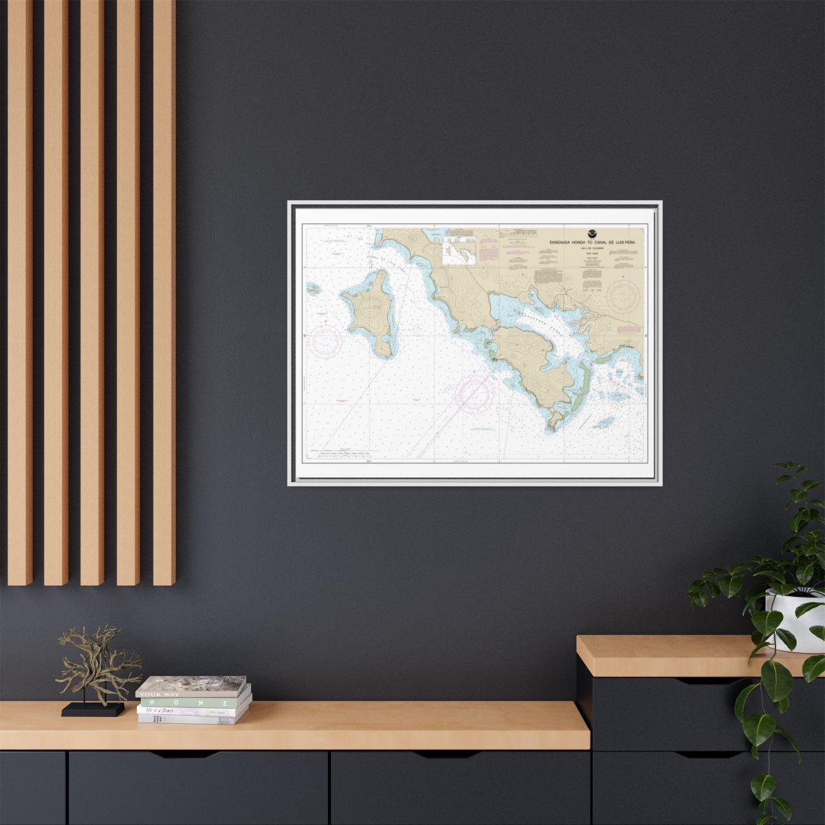 Chart 25655 Ensenada Honda to Canal de Luis Pena - NOAA Nautical Chart Floating Frame Canvas | 32" x 24" | 40" x 30" - White context-2