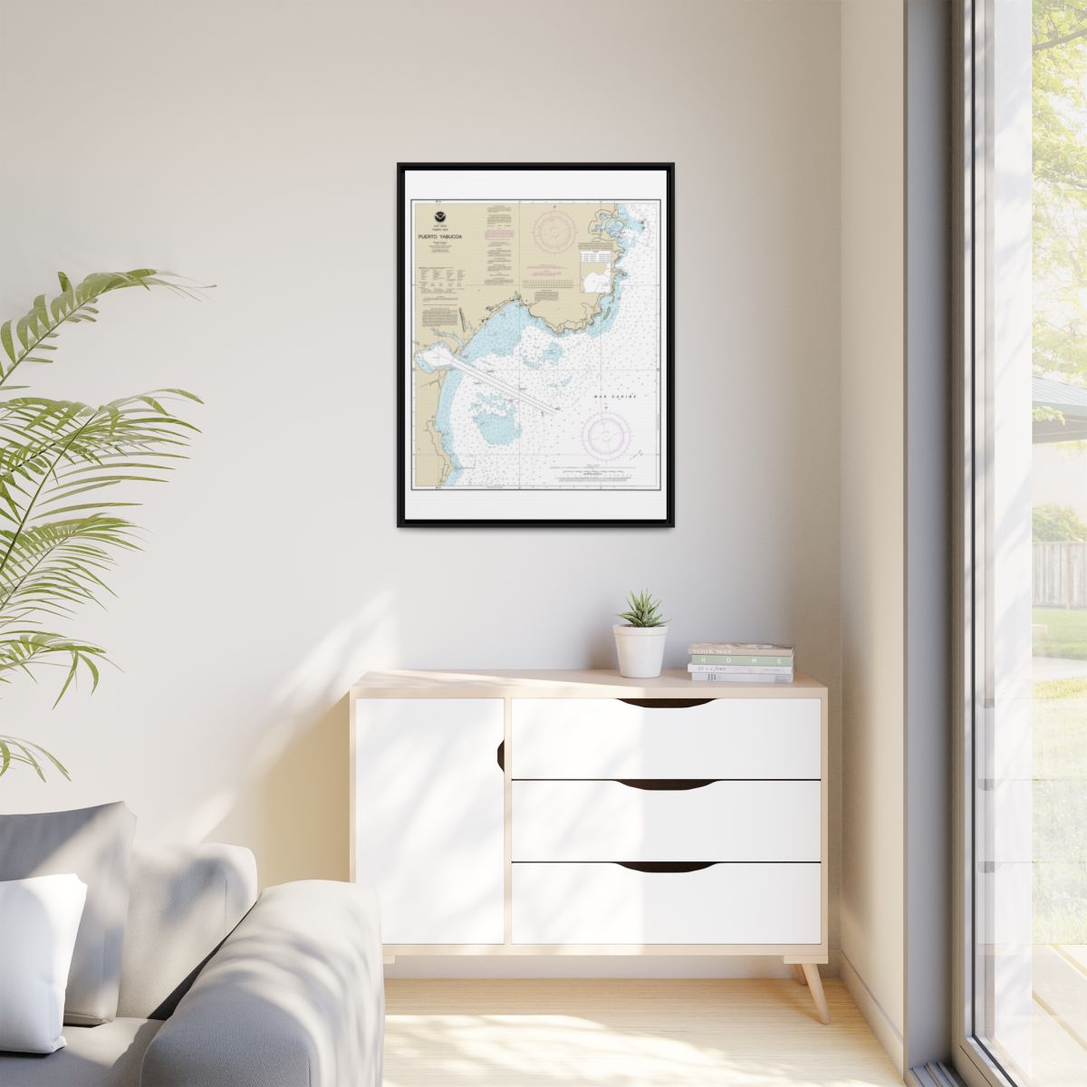 Chart 25661 Puerto Yabucoa - NOAA Nautical Chart Floating Frame Canvas | 24" x 32" | 30" x 40" - Black context-1