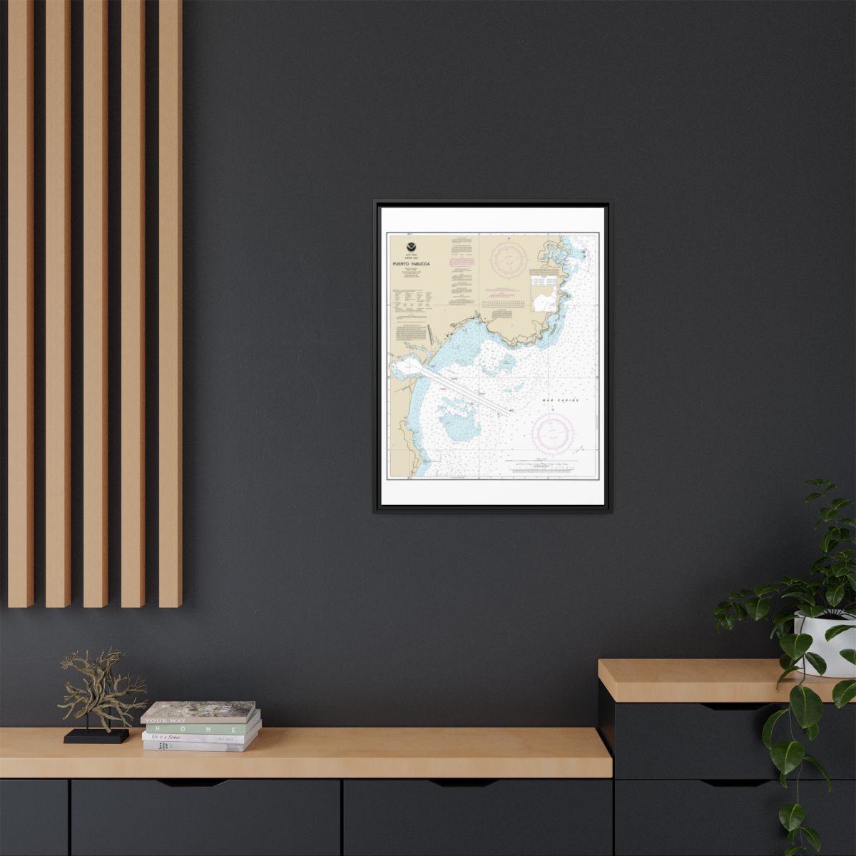Chart 25661 Puerto Yabucoa - NOAA Nautical Chart Floating Frame Canvas | 24" x 32" | 30" x 40" - Black context-2