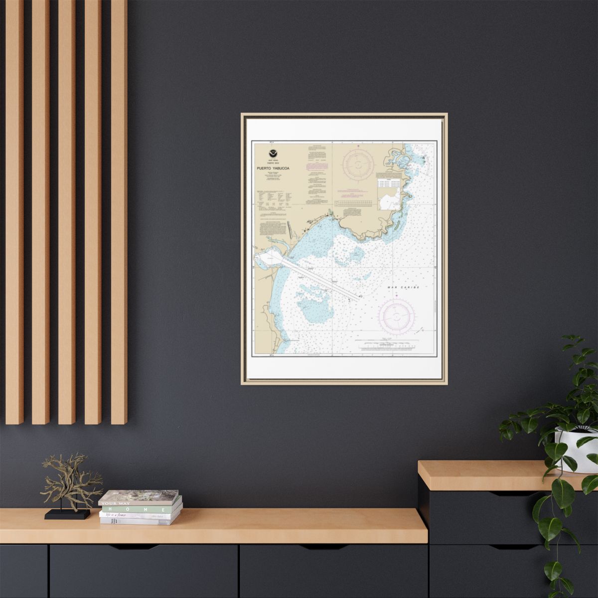 Chart 25661 Puerto Yabucoa - NOAA Nautical Chart Floating Frame Canvas | 24" x 32" | 30" x 40" - Natural context-2
