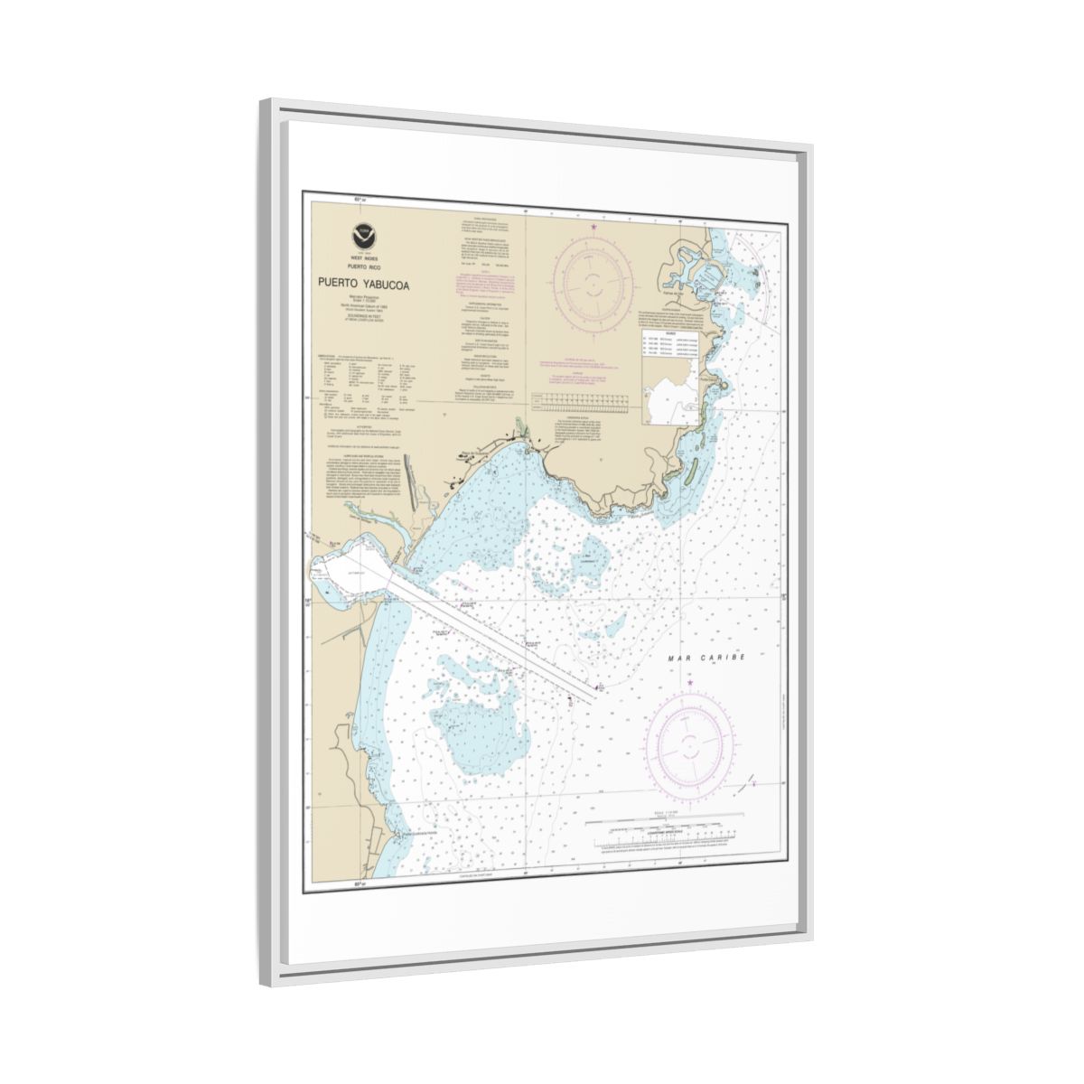 Chart 25661 Puerto Yabucoa - NOAA Nautical Chart Floating Frame Canvas | 24" x 32" | 30" x 40" - White side